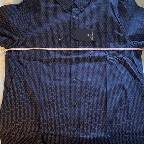 Ben Sherman navy and brown short sleeve button down shirt sz L - Picture 6 of 7